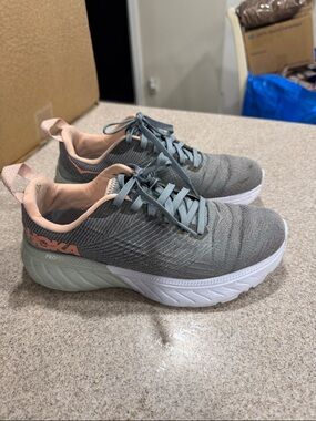 Hoka Women's Gray and Pink Road-Running Trainers